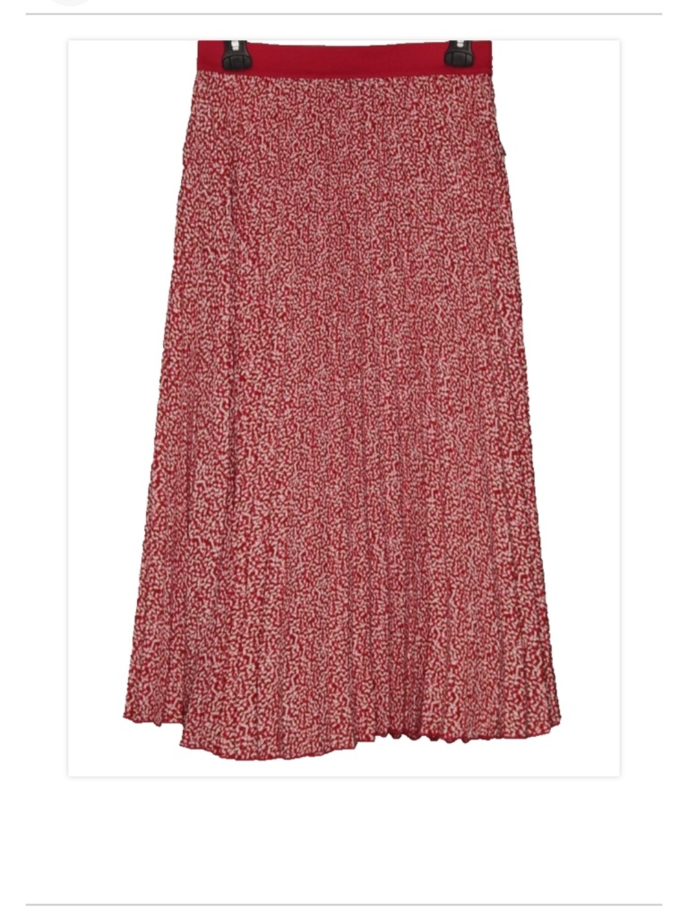 NWT Vince Camuto Red, Pink, & White Pleated Elastic Waist Midi Skirt Sz Medium